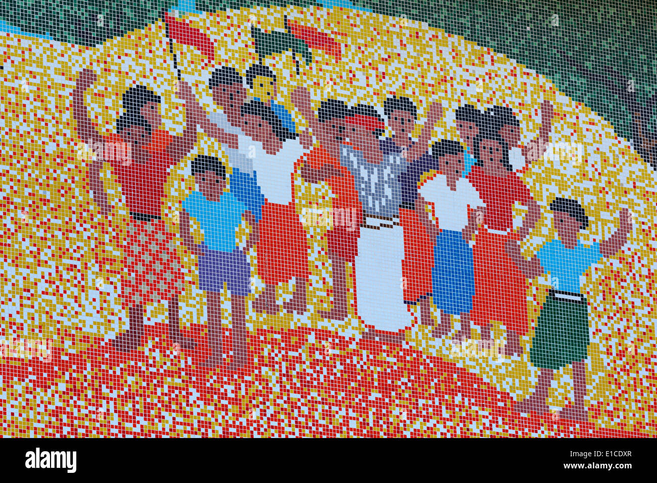 Fliesen Sie Mosaik an das anthropologische Museum, Port Blair, Andamanen, Indien, Asien Stockfoto