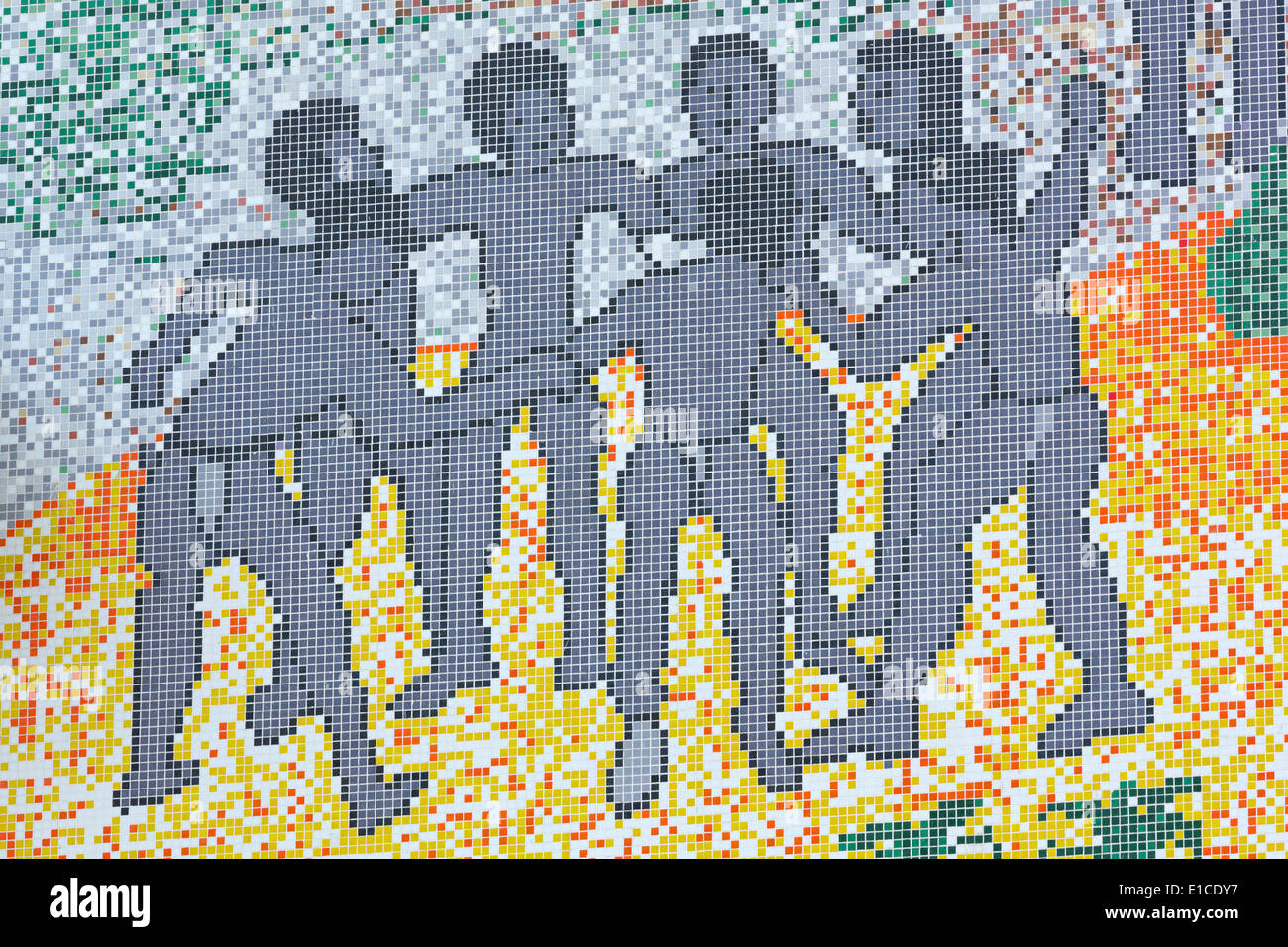 Fliesen Sie Mosaik an das anthropologische Museum, Port Blair, Andamanen, Indien, Asien Stockfoto