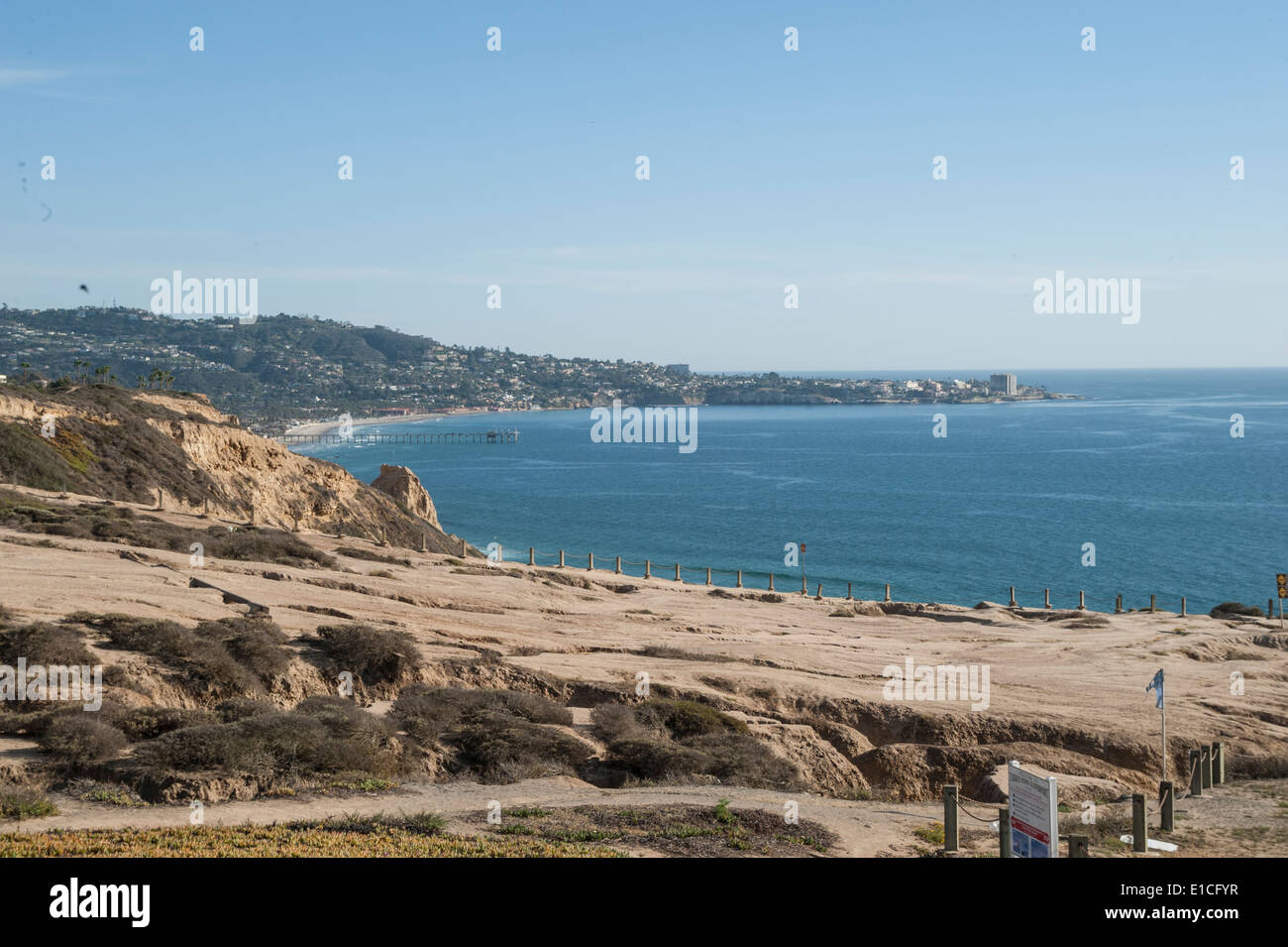 Klippen oberhalb des schwarzen Strand von La Jolla, Kalifornien Stockfoto