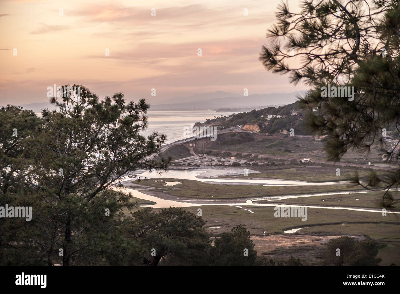 Sonnenuntergang im Torrey Pines State Park, La Jolla, Kalifornien Stockfoto