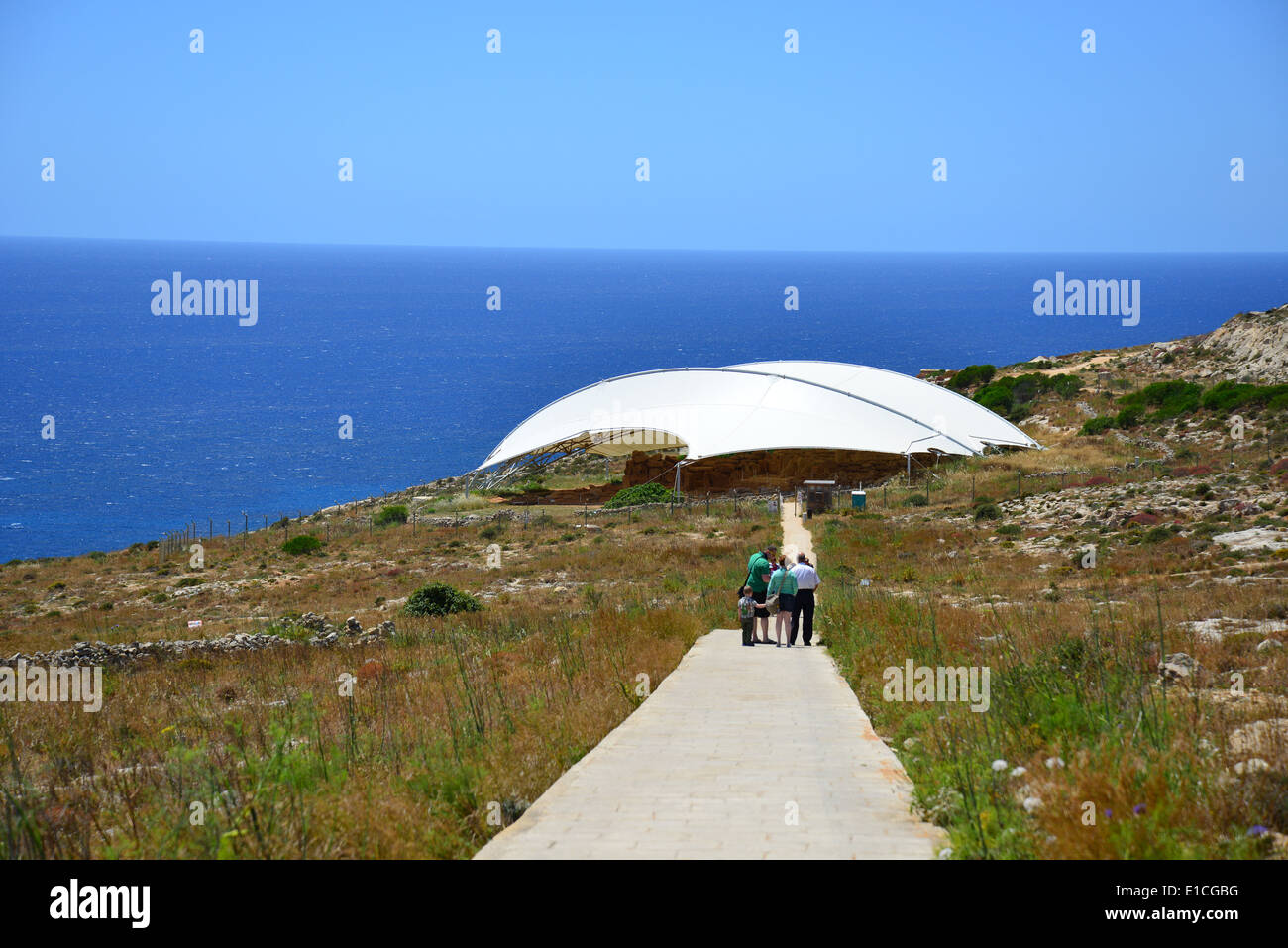 Mnajdra Tempel, Ħaġar Qim & Mnajdra archäologischer Park, Qrendi, südöstlichen Viertel, Malta Xlokk Region, Republik Malta Stockfoto