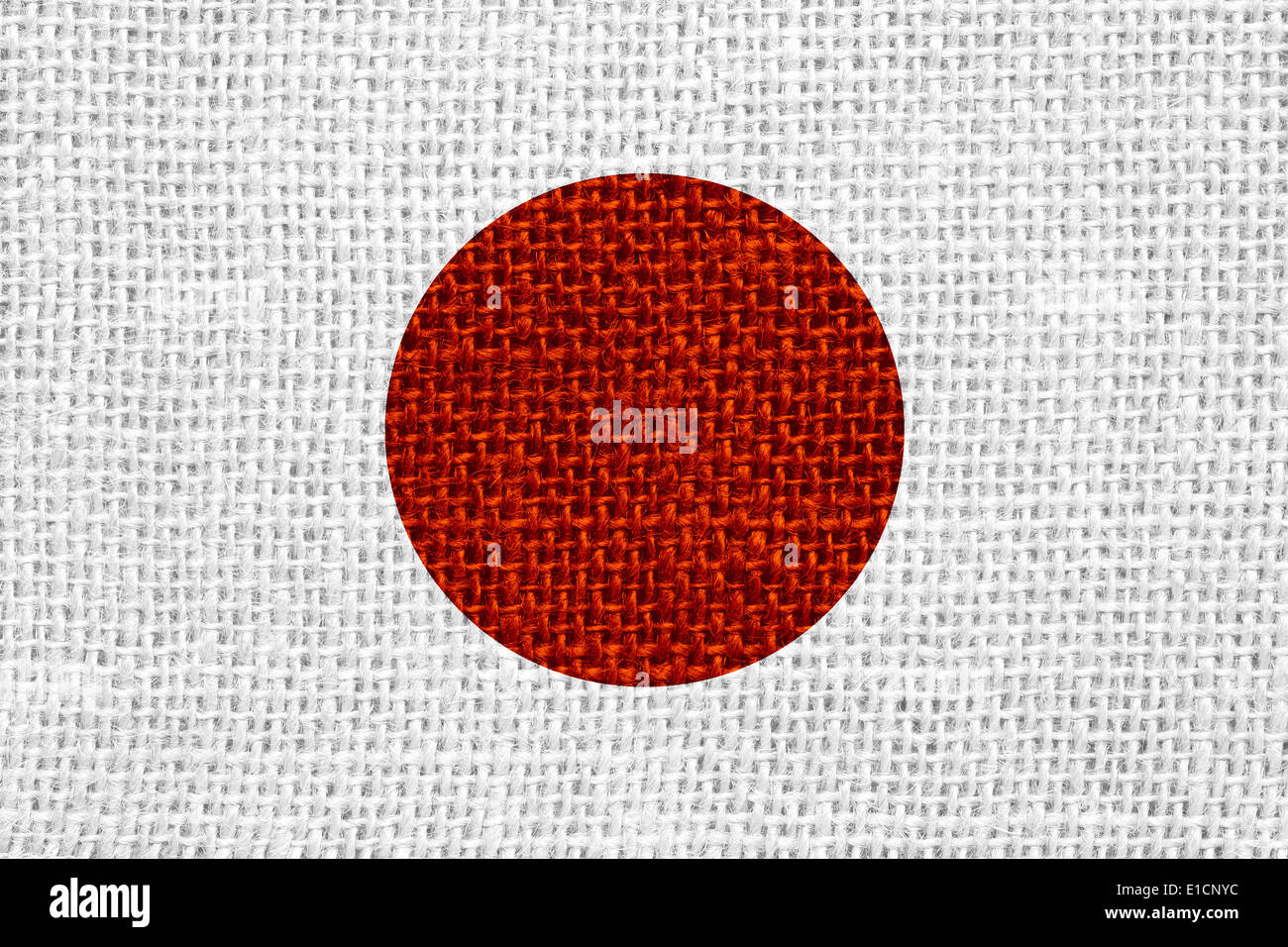 Flagge von Japan oder Japanisch Banner auf Leinen Hintergrund Stockfoto