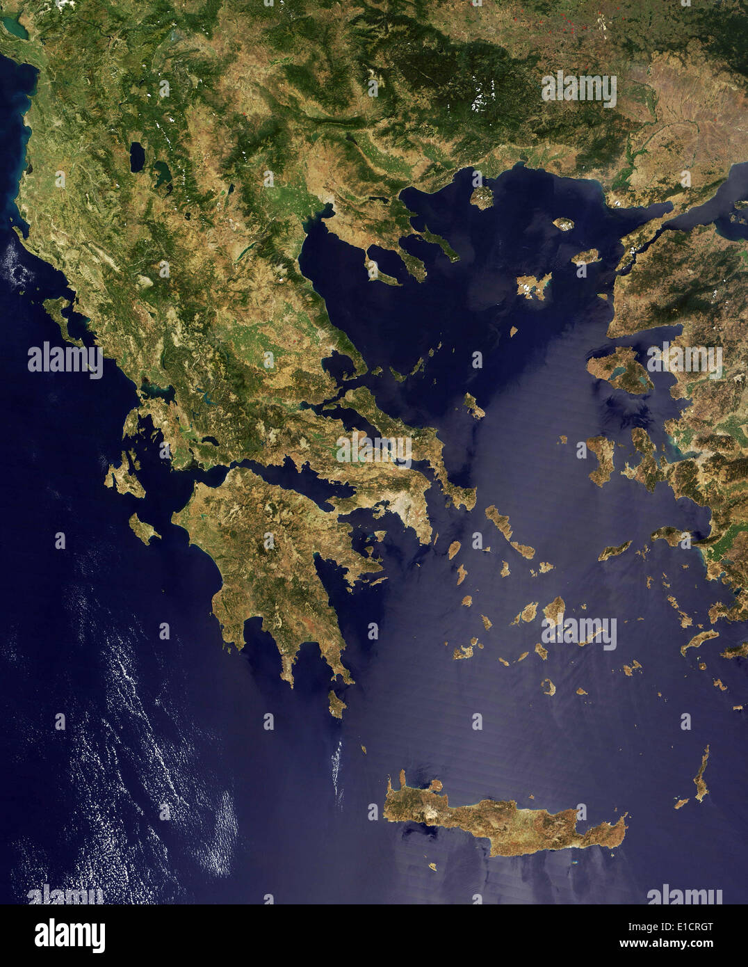 Griechenland. Bild aufgenommen vom NASA Satelliten Terra am 19. August 2004 Stockfoto