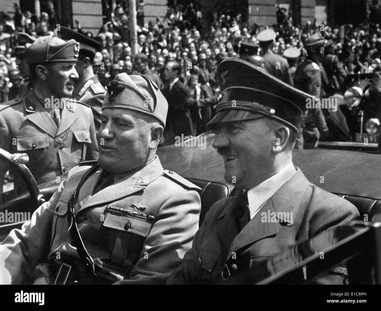 Hitler und Mussolini in München, Deutschland, 18. Juni 1940. Hitler war an einem hohen Punkt, da seine Armee eine Reihe von erfüllt Stockfoto