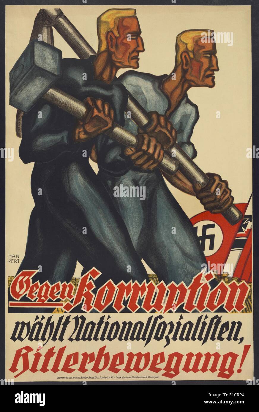 NSDAP-Plakat für die deutsche Präsidentenwahl, 1932. Politische Kampagnenplakat für Adolf Hitlers NSDAP Stockfoto