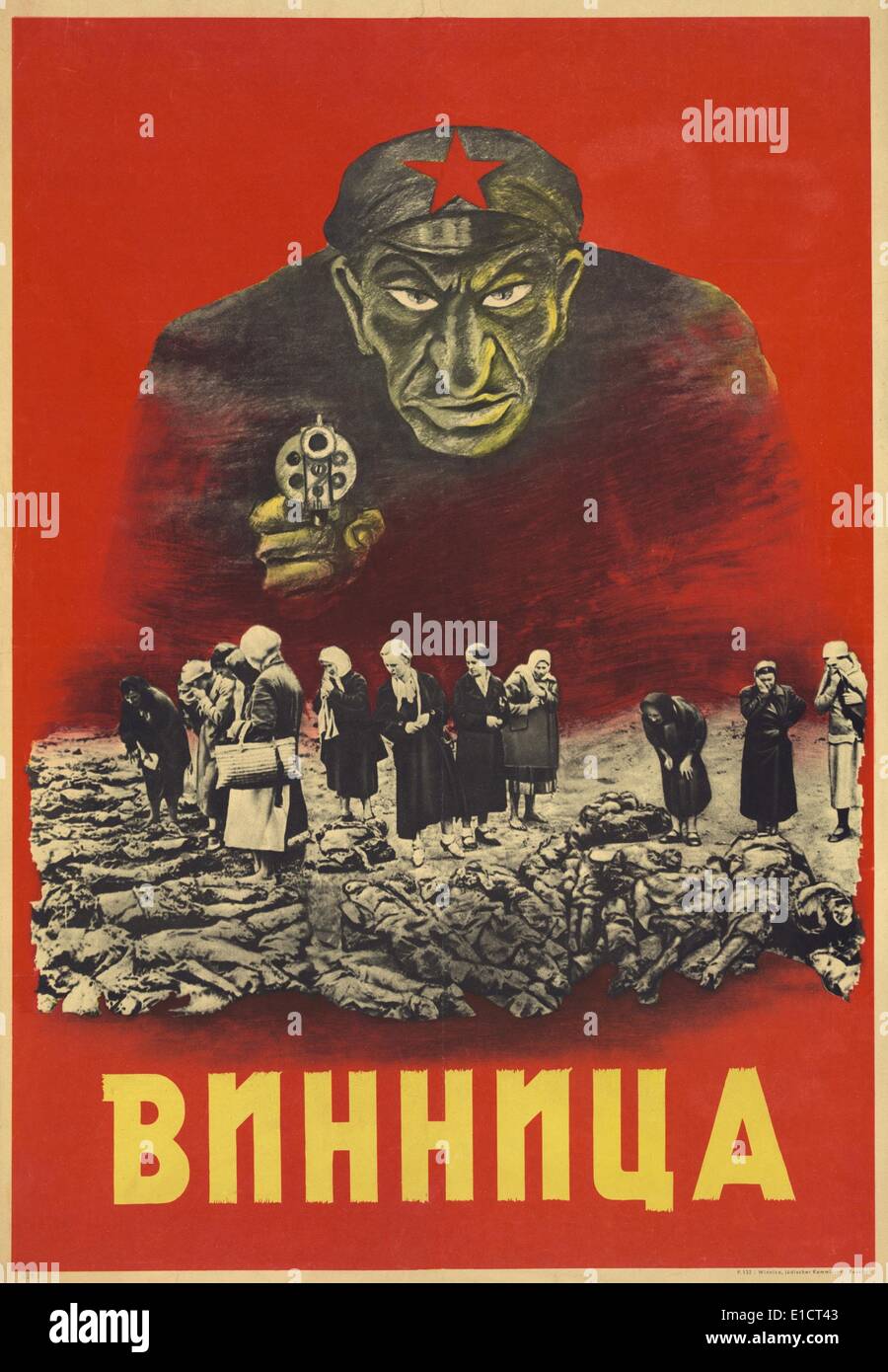 NS-antisemitischen Plakat von den frühen 1940er Jahren, als Deutschland sowjetische Ukraine besetzten. Es zeigt ein Gesicht mit Stereotyp jüdischen Stockfoto