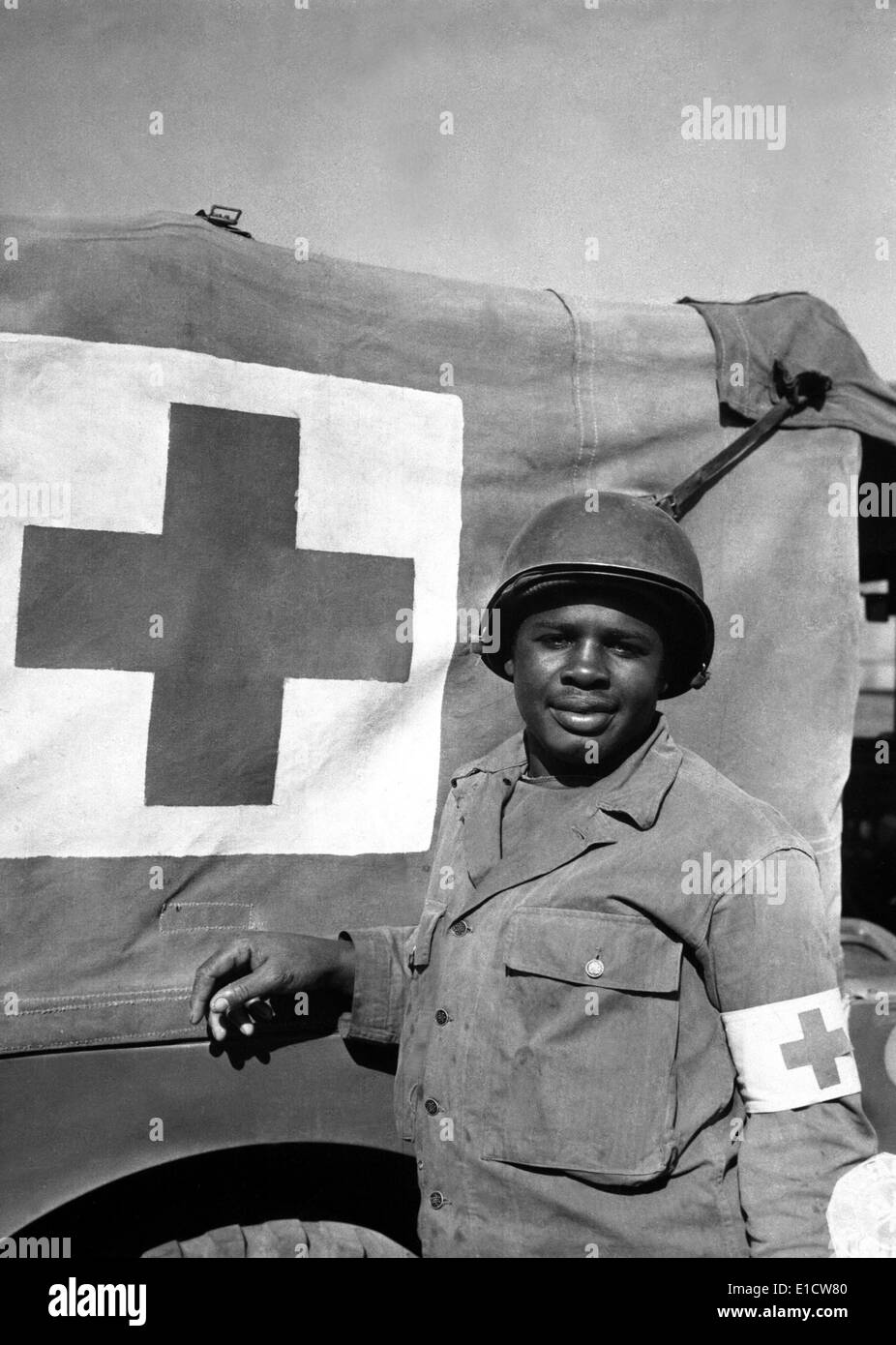 Private Warren Capers und unterstützt mehr als 330 Soldaten auf einen d-Day, 6. Juni 1944. Seine Einheit war ein silberner Stern empfohlen. Welt Stockfoto