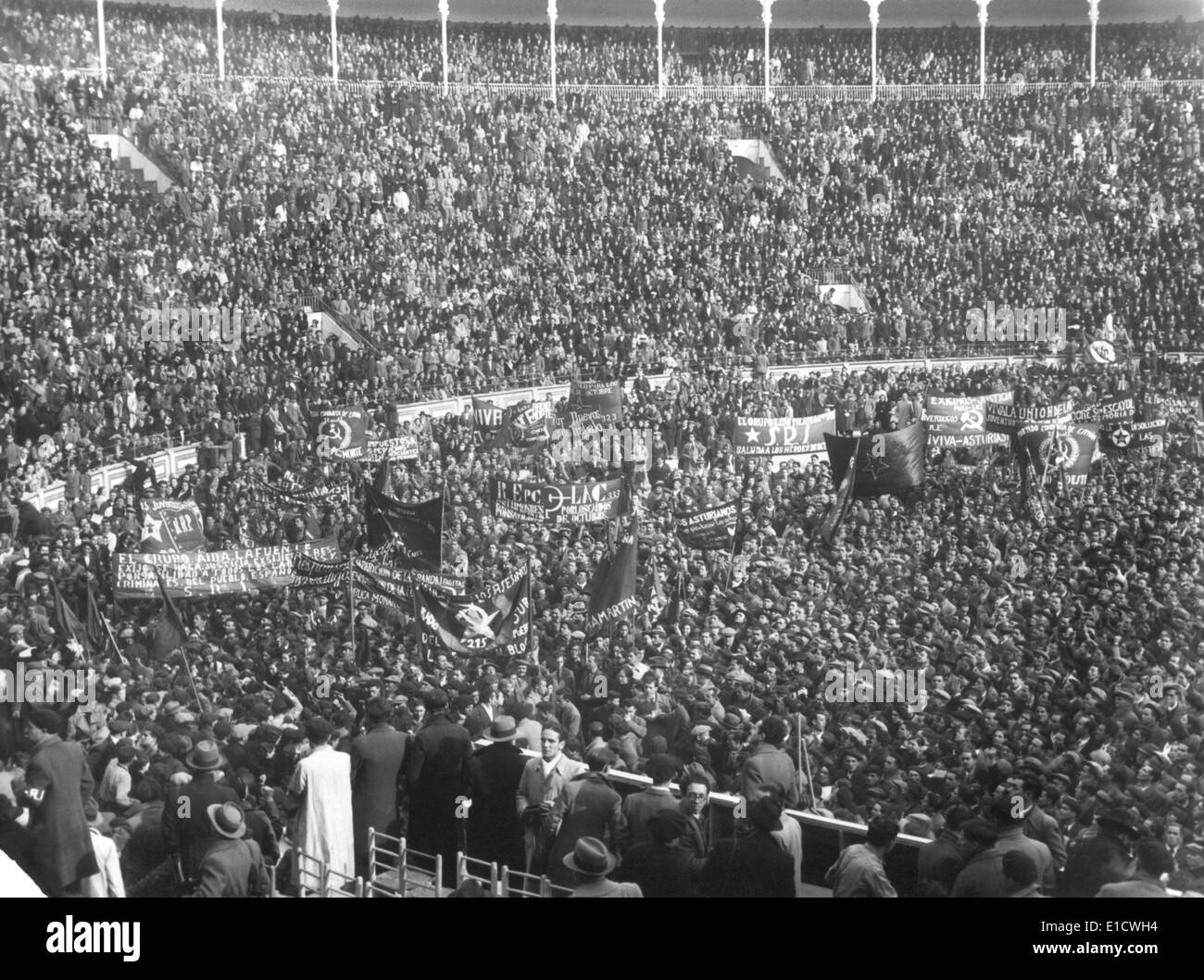 Republikanische Feier ist die Stierkampfarena von Madrid. Auch genannt die Volksfront, statt die Republikaner Madrid während des größten Teils Stockfoto