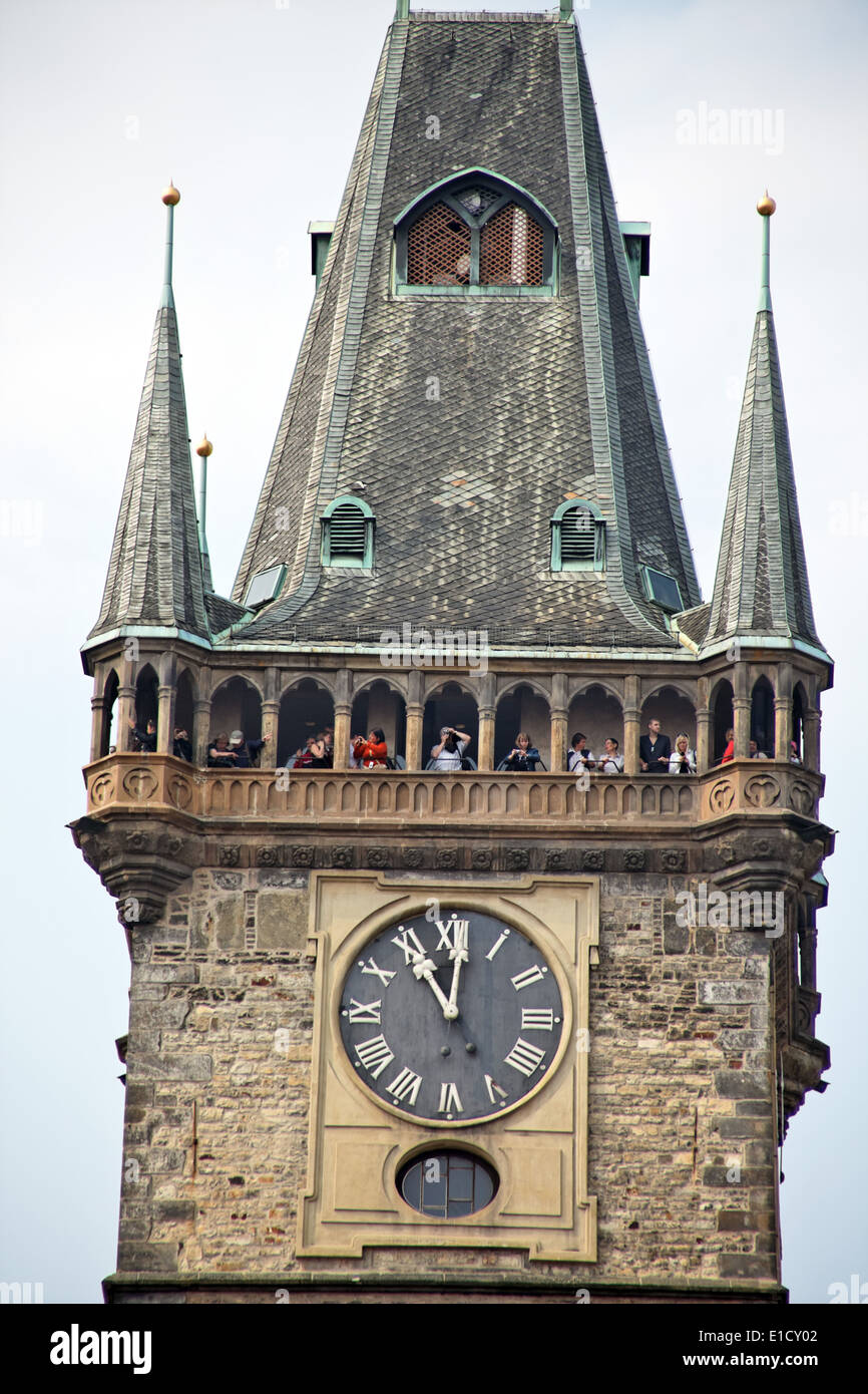 Prag, Altstädter Ring, Old Town Hall Tower. Tourismus in Prag Stockfoto