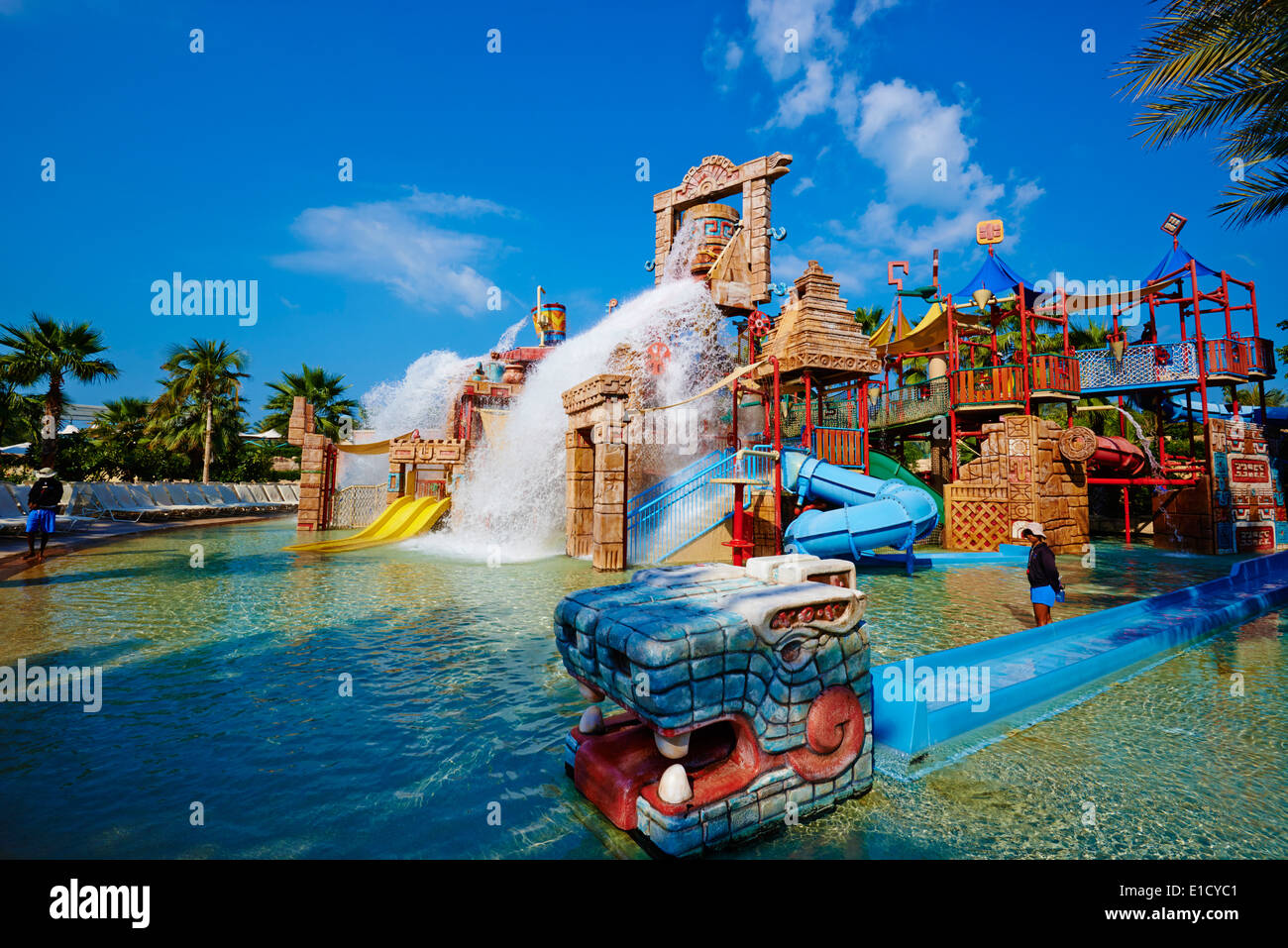 Vereinigte Arabische Emirate, Dubai, The Palm Jumeirah, Aquaventure Wasserpark Stockfotografie Vereinigte Arabische Emirate, Dubai, The Palm Jumeirah, Aquaventure Wasserpark Stockfotografie