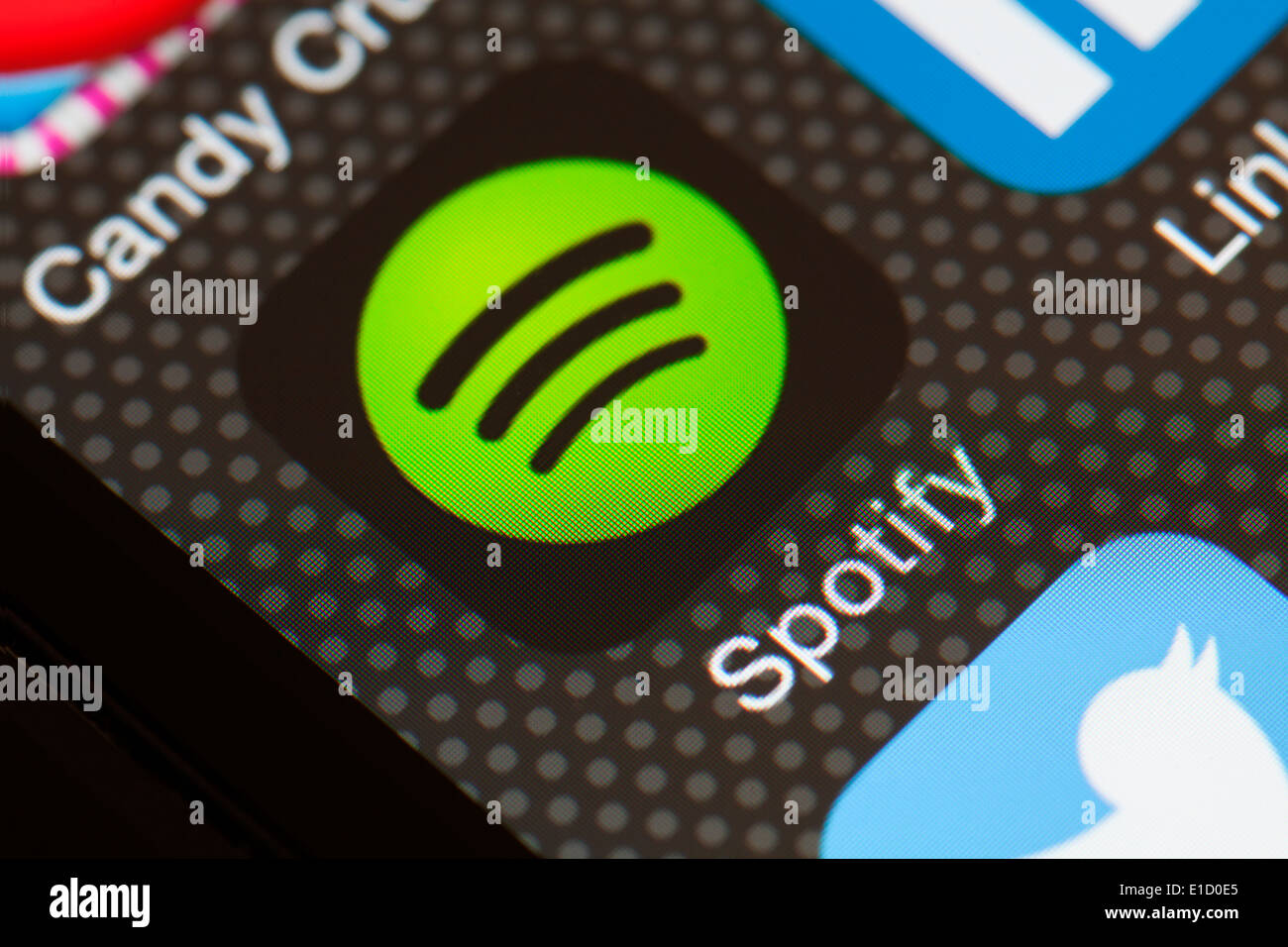 Spotify app-Symbol auf dem Handy. Stockfoto