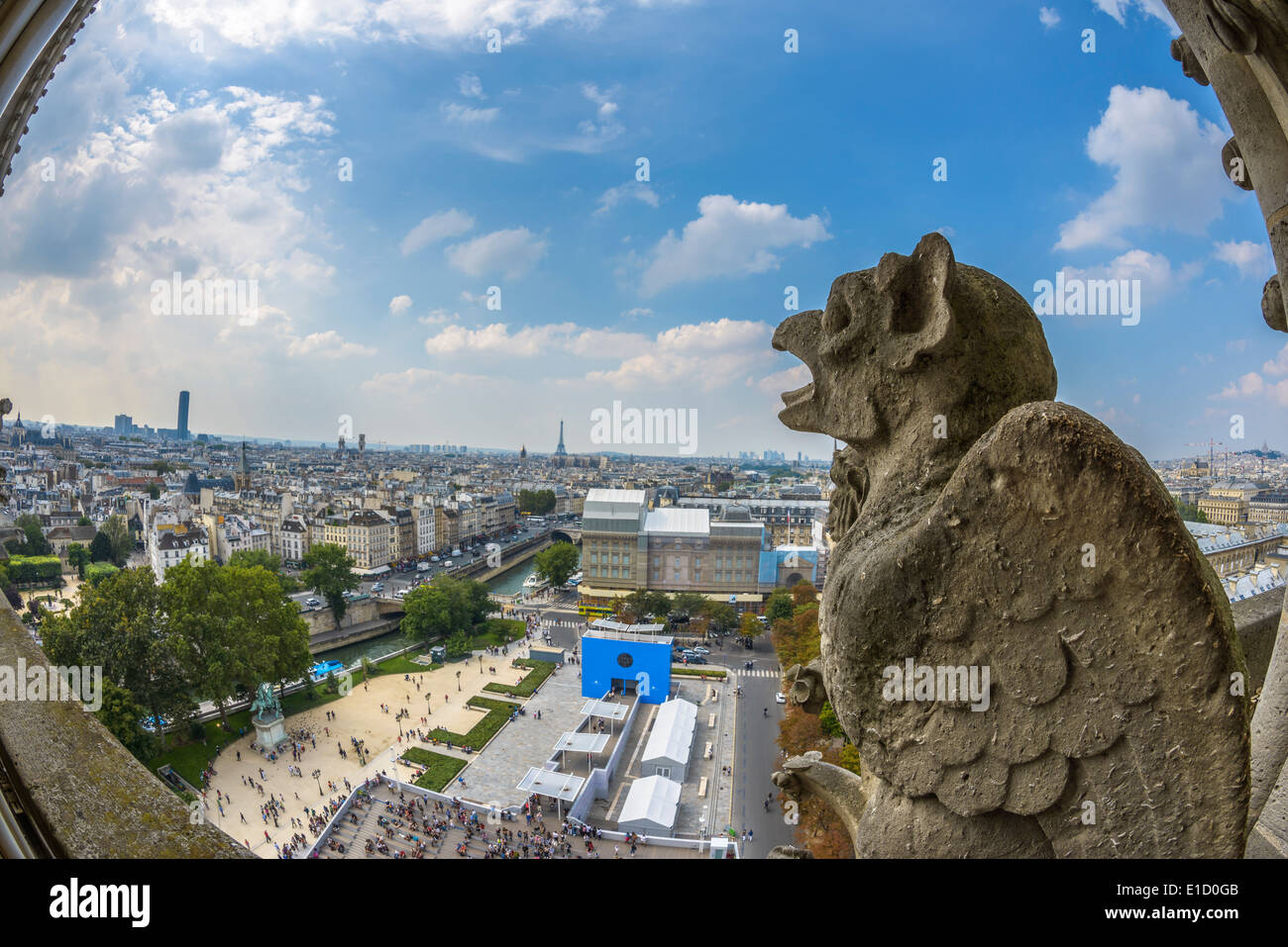Aerial View von Paris von Notre-Dame in einem sonnigen Sommertag Stockfoto