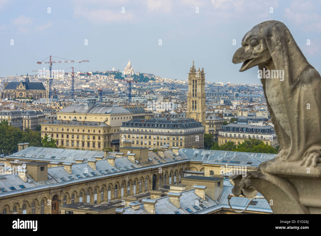 Aerial View von Paris von Notre-Dame mit Sacré-Cœur im Hintergrund Stockfoto