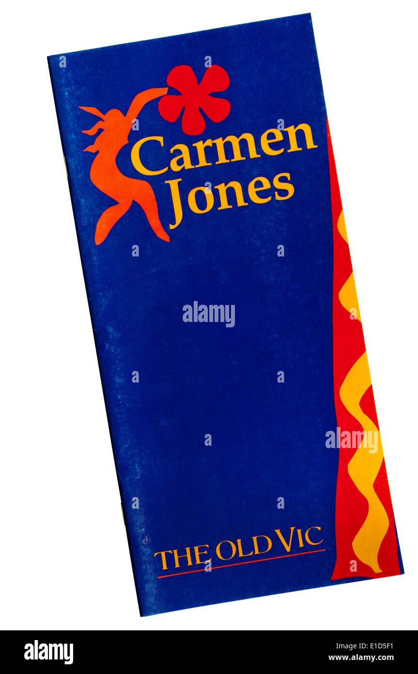 Programm für die Herstellung der 1991 von Carmen Jones an der Old Vic, unter der Regie von Simon Callow. Stockfoto