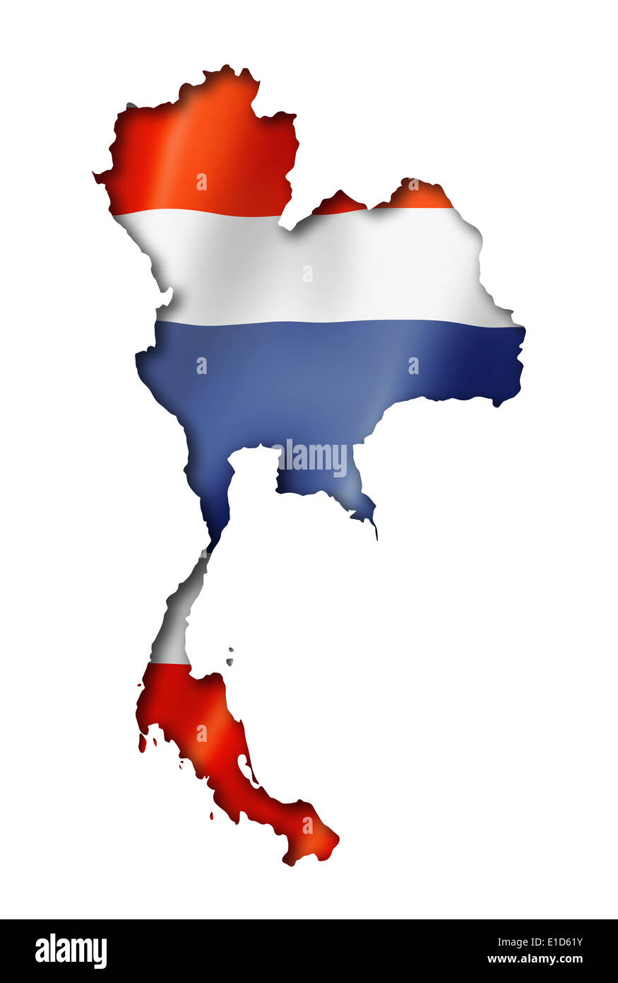 Thailand-Flagge abzubilden, drei dimensionalen Render, isoliert auf weiss Stockfoto