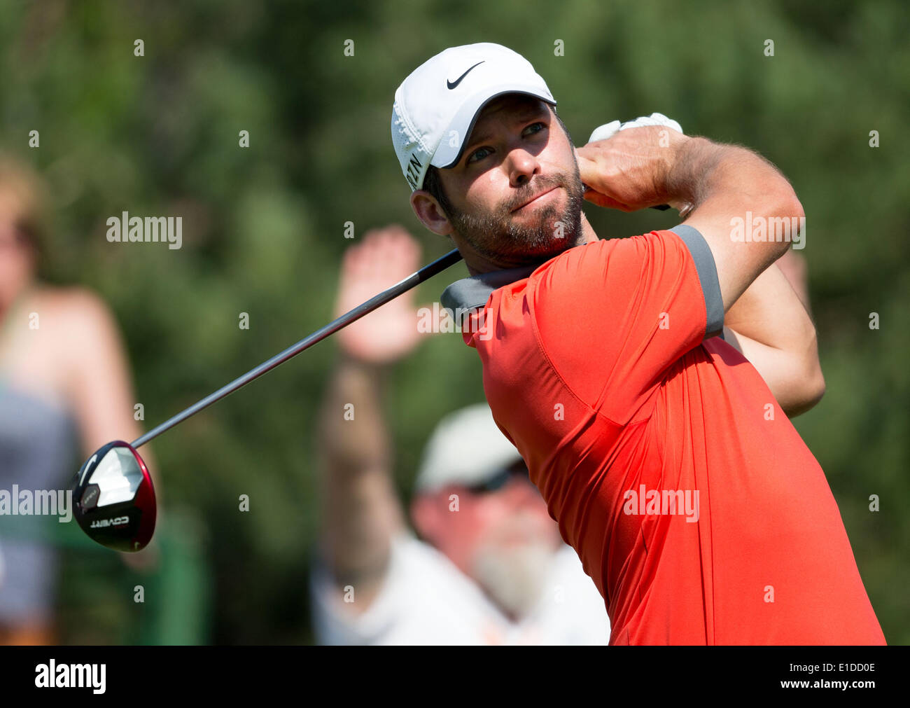 Columbus, USA. 31. Mai 2014. Paul Casey von England abschlägt während des Memorial-Turniers im Muirfield Village Golf Club in Dublin, den Vereinigten Staaten am 31. Mai 2014. Bildnachweis: Shen Ting/Xinhua/Alamy Live-Nachrichten Stockfoto