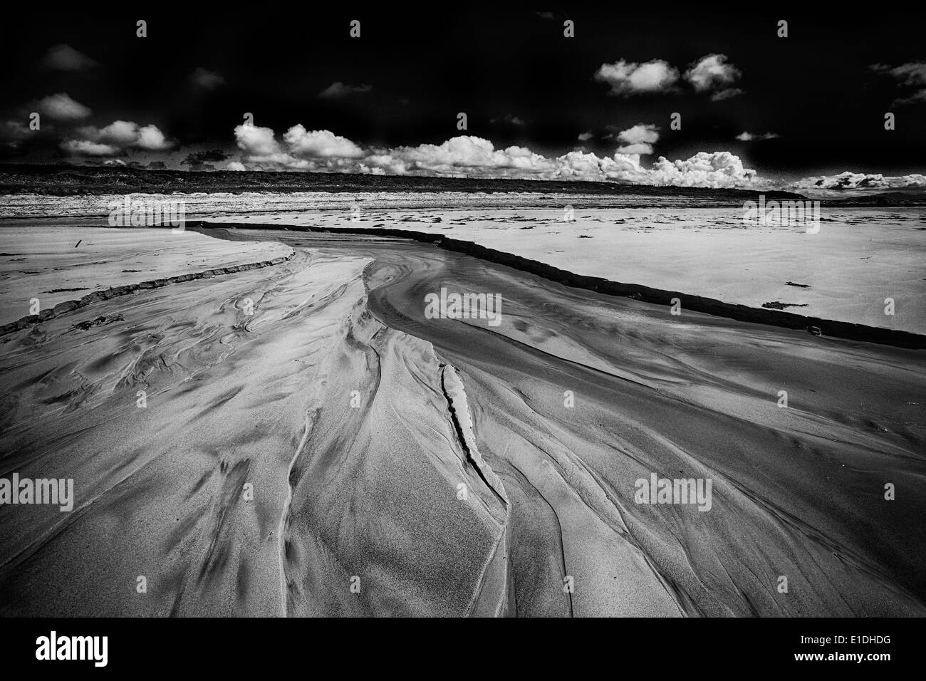 Monochromes Bild Balranald Strand auf North Uist, äußeren Hebriden, Schottland, UK Stockfoto