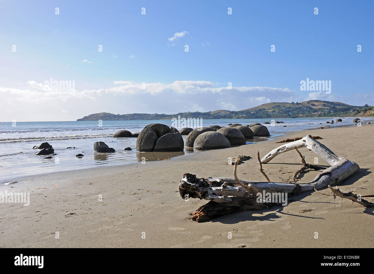 New Zealand Moeraki Beach Felsbrocken Stockfoto