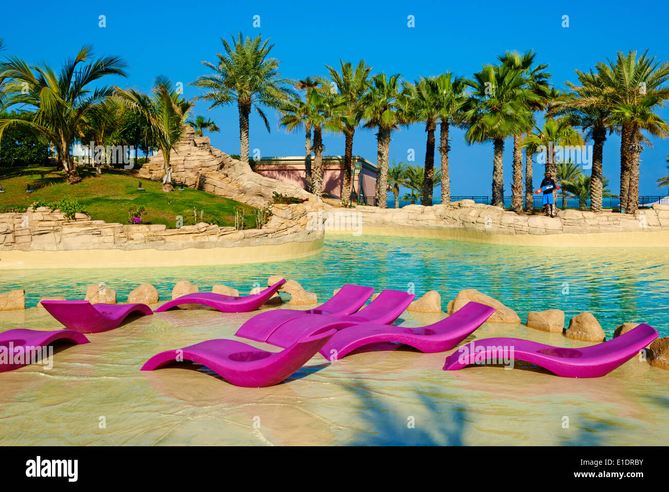 Vereinigte Arabische Emirate, Dubai, The Palm Jumeirah, Aquaventure Wasserpark Stockfoto