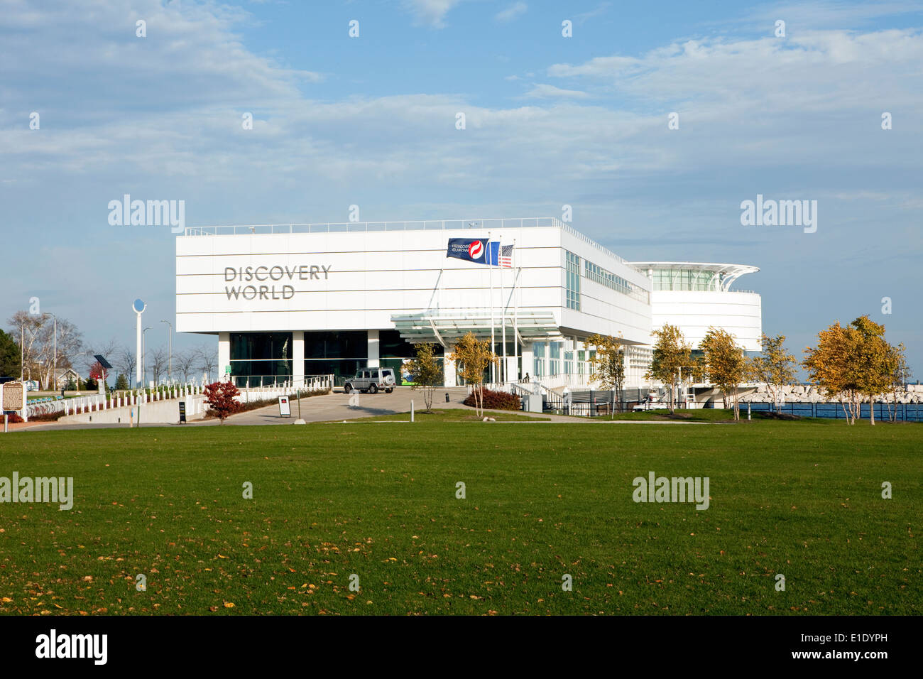 Ein Blick auf die Entdeckung Welt Gebäude in Milwaukee, Wisconsin Stockfoto