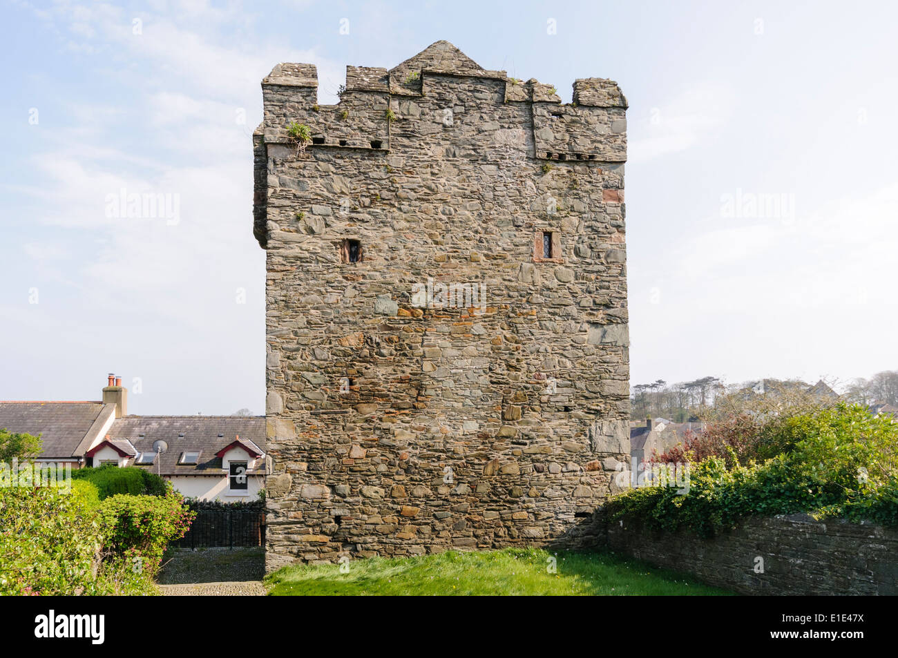 Strangford Schloss, Nordirland, ein Wehrturm aus dem 15. Jahrhundert. Stockfoto