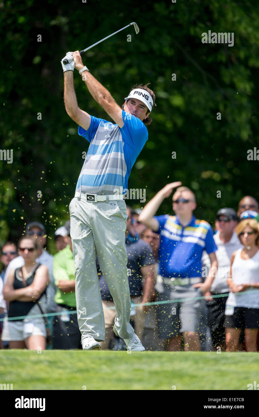 Dublin, USA. 1. Juni 2014. Bobba Watson der Vereinigten Staaten abschlägt während der Endrunde der Gedenkturnier im Muirfield Village Golf Club in Dublin, den Vereinigten Staaten am 1. Juni 2014. © Shen Ting/Xinhua/Alamy Live-Nachrichten Stockfoto