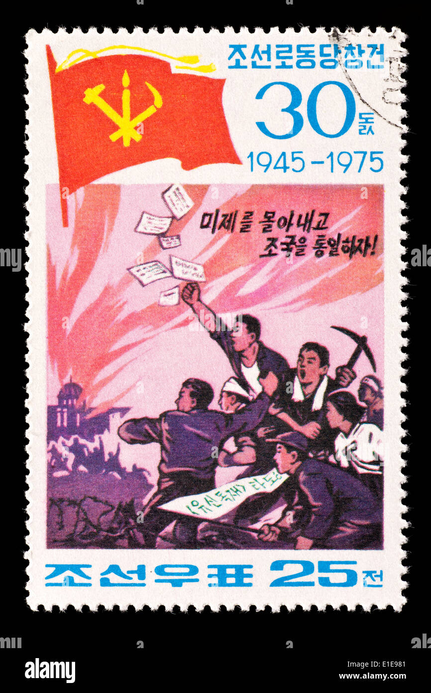 Briefmarke Aus Nordkorea Sudkorea Arbeiter Ausschreitungen Darstellen Stockfotografie Alamy