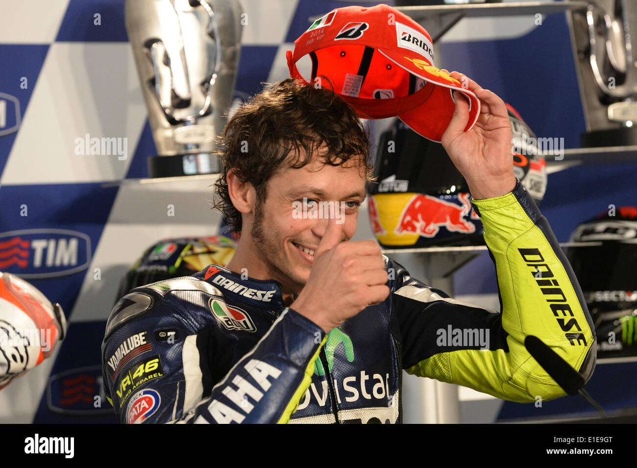 Mugello, Italien. 1. Juni 2014. Valentino Rossi (Yamaha Team Movistar) während der Pressekonferenz nach dem Rennen der MotoGP von Italien Credit: Gaetano Piazzolla/Alamy Live News Stockfoto