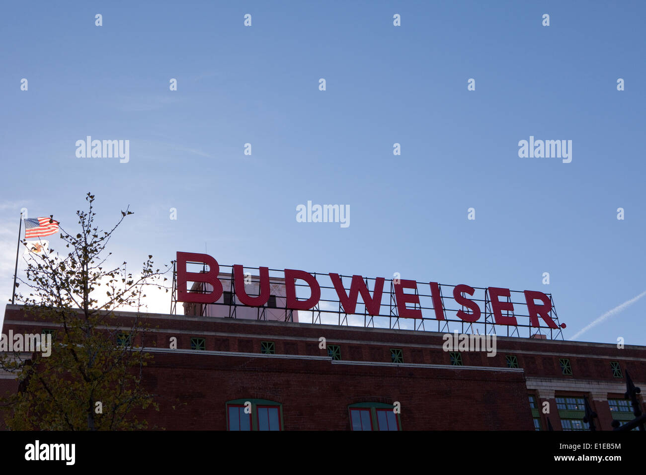 Ein Blick auf das Budweiser-Werk in St. Louis, Missouri Stockfoto