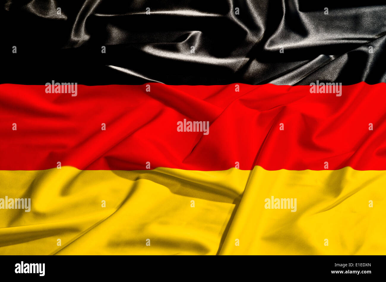 Deutschland-Flagge auf einem seidenen Tuch Stockfoto