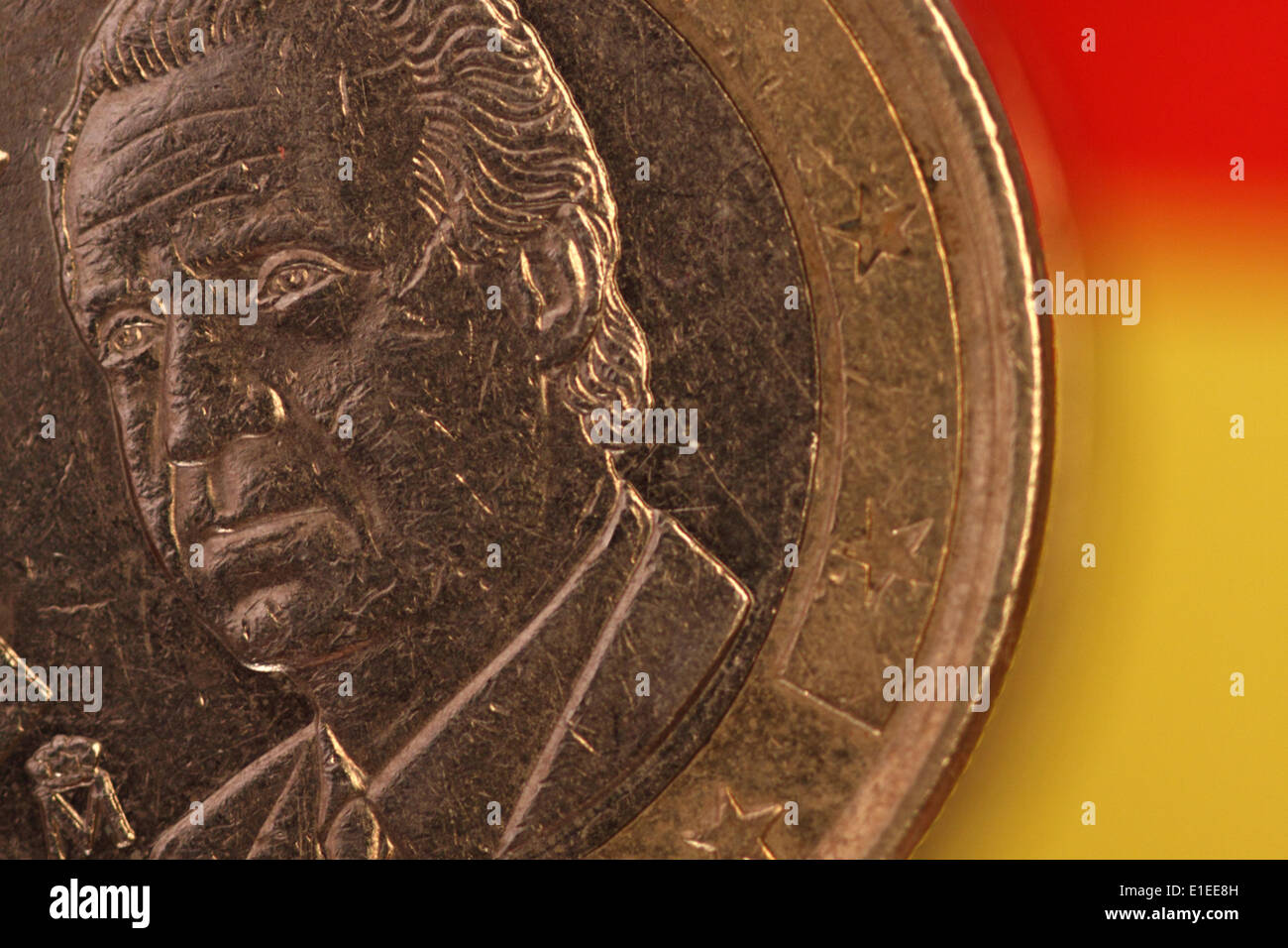 Spanisch-Euro-Münze (Rücken) mit einem Porträt von König Juan Carlos Stockfoto