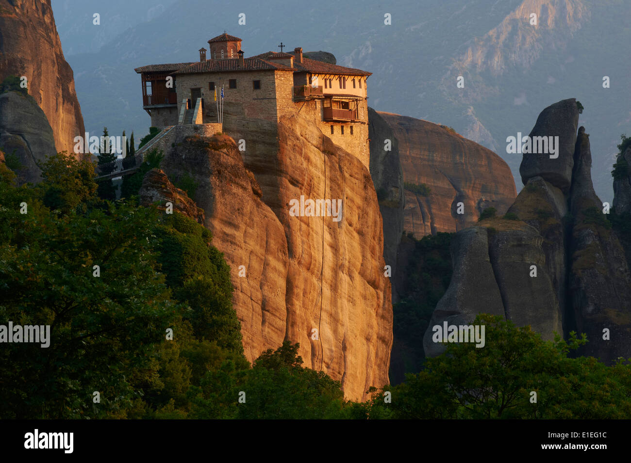 Unesco Welt Hertitage, Kloster Roussanou, Meteora, Thessalien, Griechenland Stockfoto