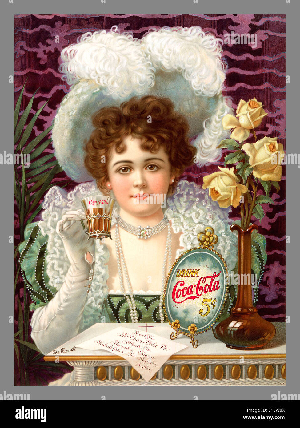Vintage Coca Cola Werbung 1900 Stockfoto