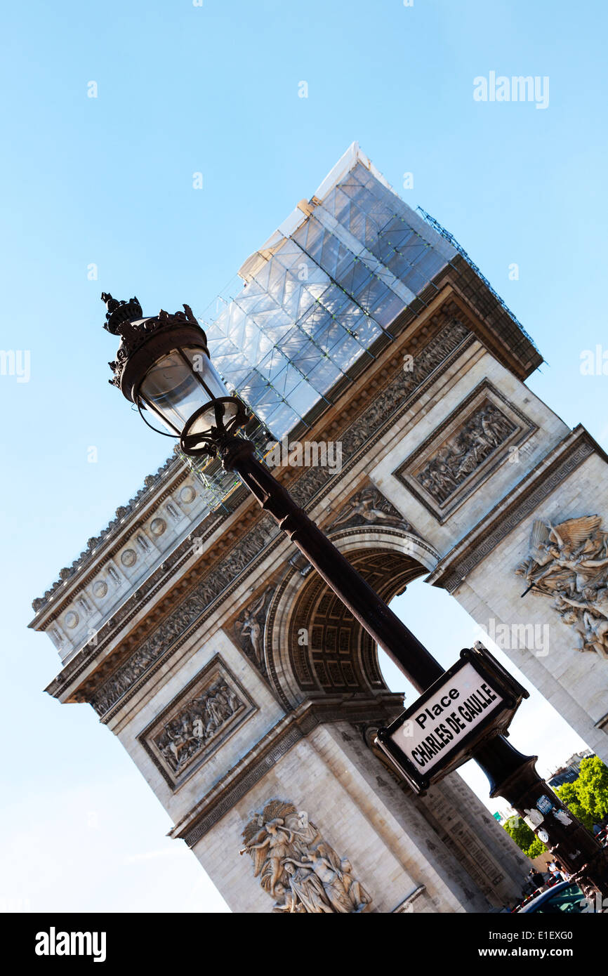 Napoleons Arc de Triomphe und der Champs Elysees Paris Frankreich EU Europa Stockfoto