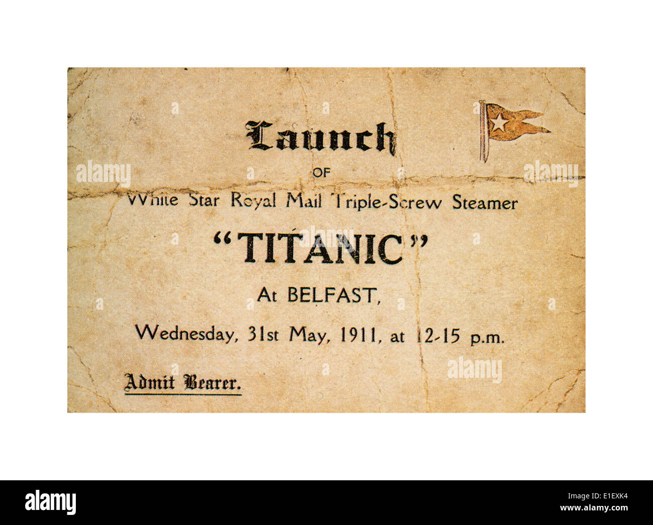 EINLADUNGSKARTE ZUR Titanic-EINFÜHRUNG in Belfast Mai 1911 Stockfoto