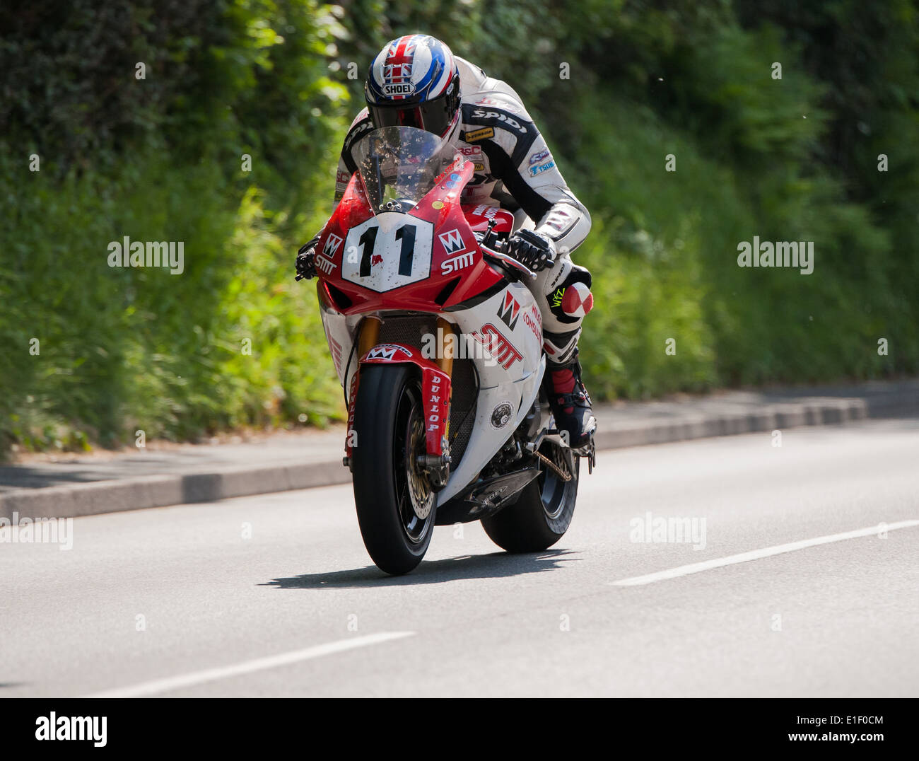 Dan Stewart auf dem Wilcock Racing Honda während der 2014-Isle Of Man TT Superbike-Rennen vorbereitet 31.05.14. Stockfoto