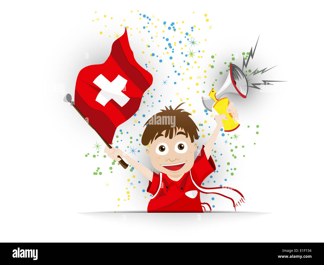 Vektor - Cartoon Schweiz Fußball-Fan-Fahne Stockfotografie - Alamy