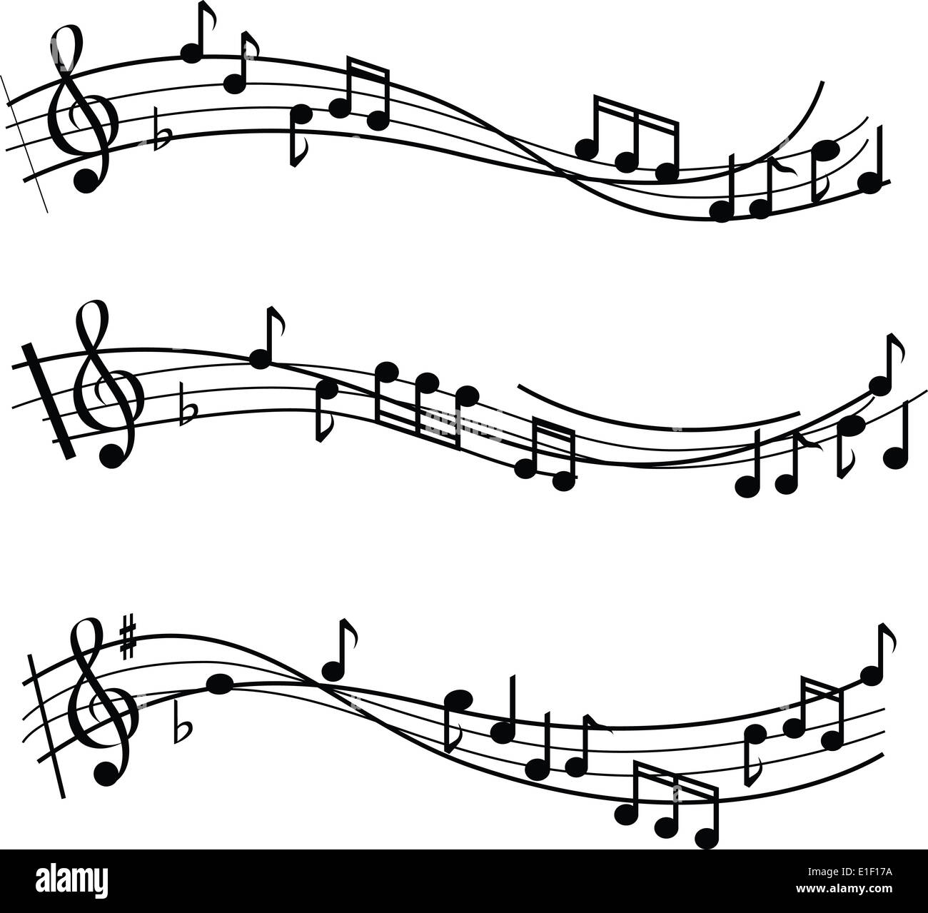 illustrierte Noten Noten Design Stockfoto