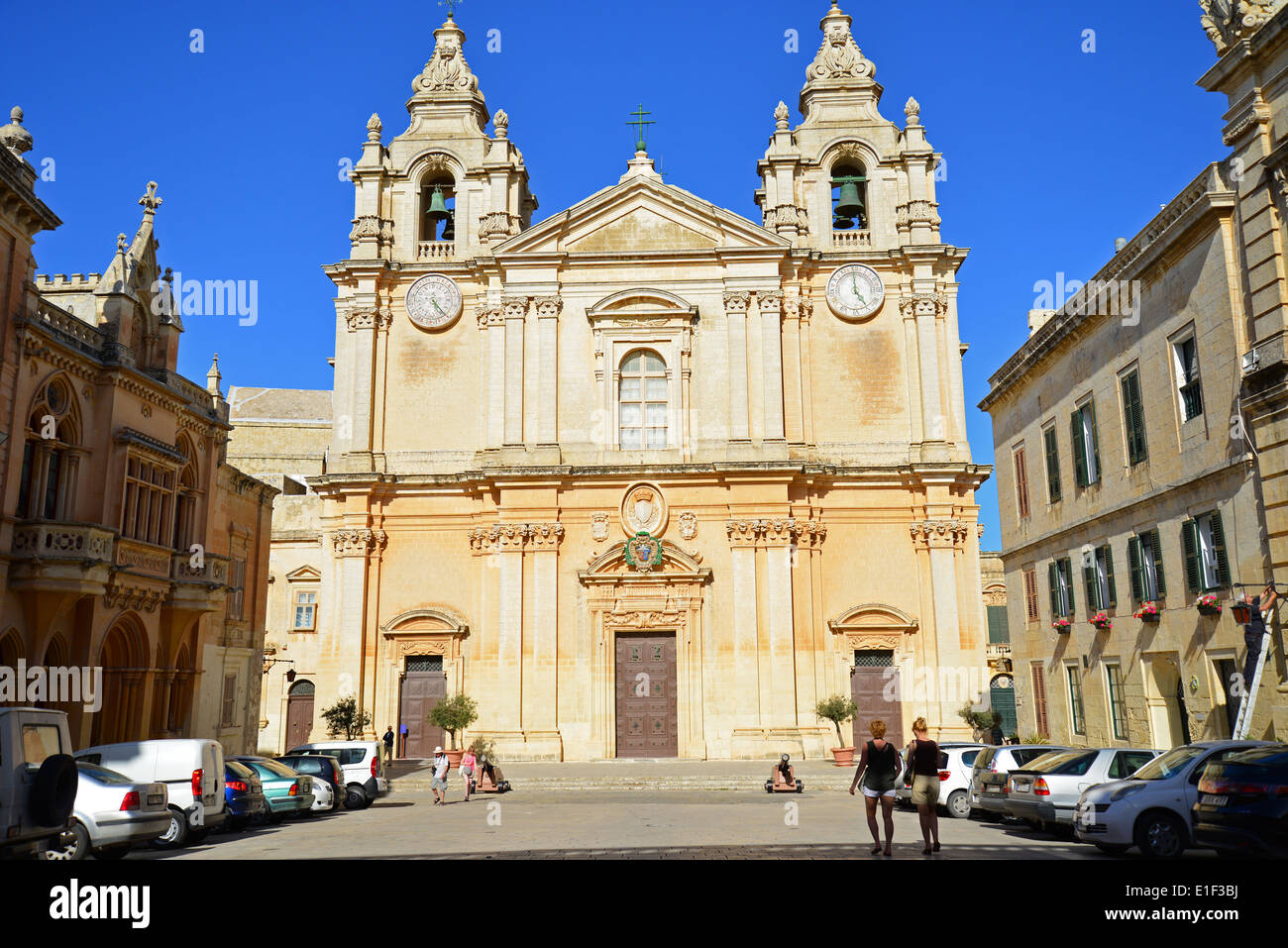 Str. Pauls Kathedrale, Piazza San Pawl, Mdina (Città Vecchia), Western District, Malta Majjistral Region, Republik Malta Stockfoto