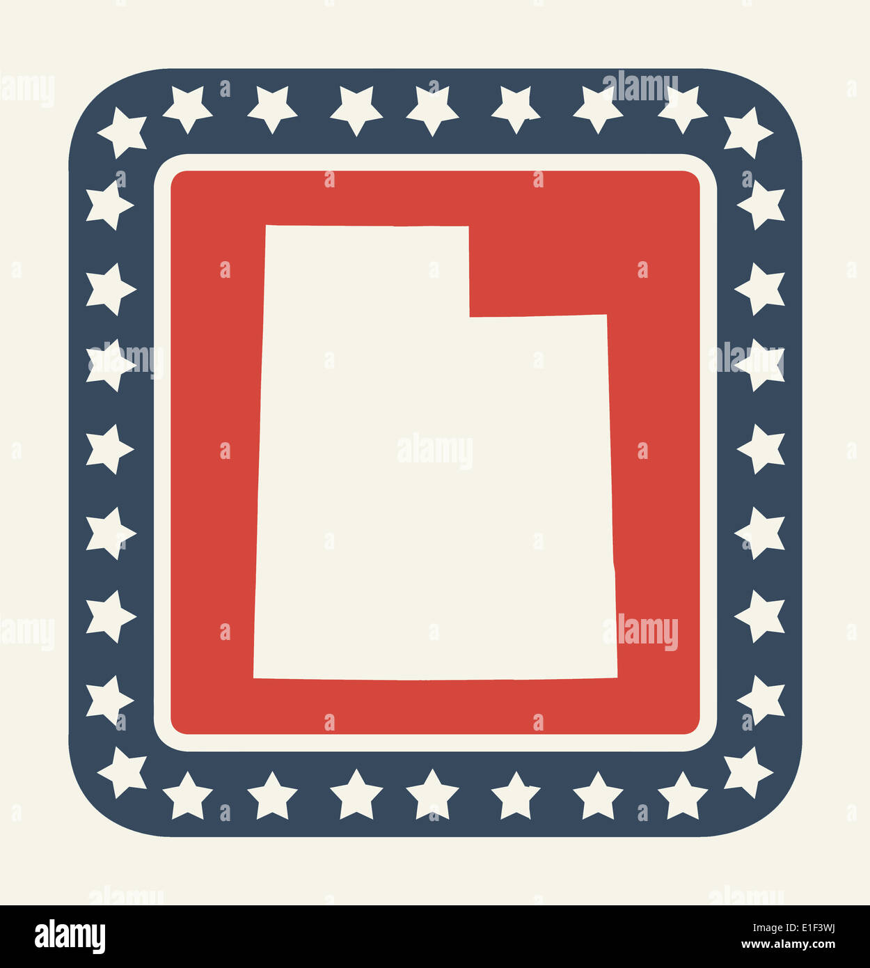 Utah Zustand Taste auf amerikanische Flagge in flachen Web-Design-Stil, isoliert auf weißem Hintergrund. Stockfoto