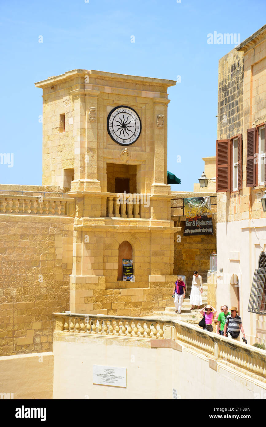Der Clock Tower, Citadella, Città Victoria, Gozo (Ghawdex), Gozo und Comino Bezirk, Gozo Region, Republik Malta Stockfoto