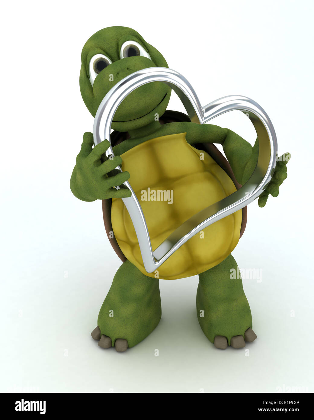 3D Rendern einer Schildkröte mit Herz Charme Stockfoto