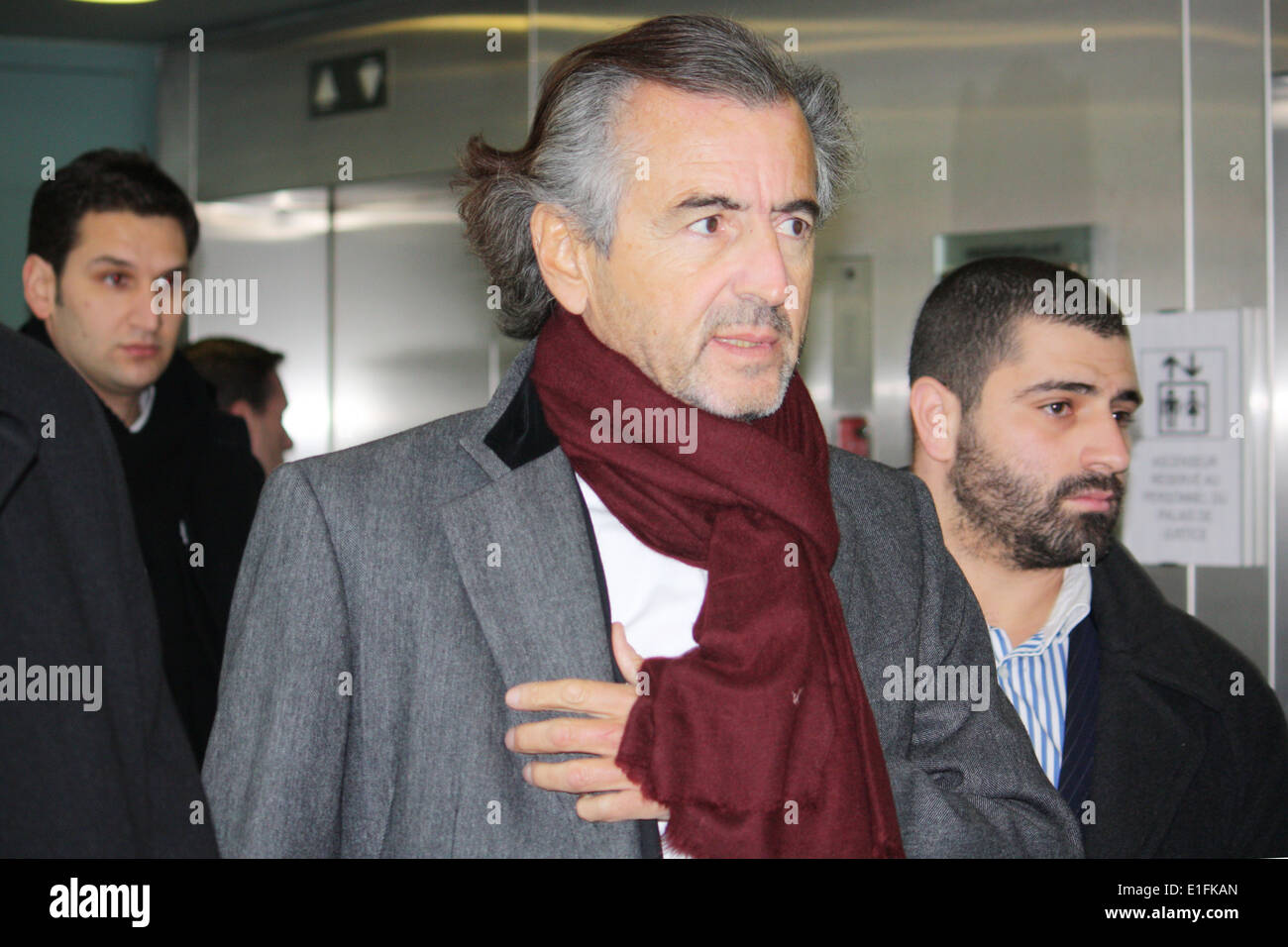 Bernard Henri Levy, französischer Philosoph und Schriftsteller, während des Prozesses der Karikaturist Sine, Lyon, Rhone, Rhone-Alpes, Frankreich Stockfoto