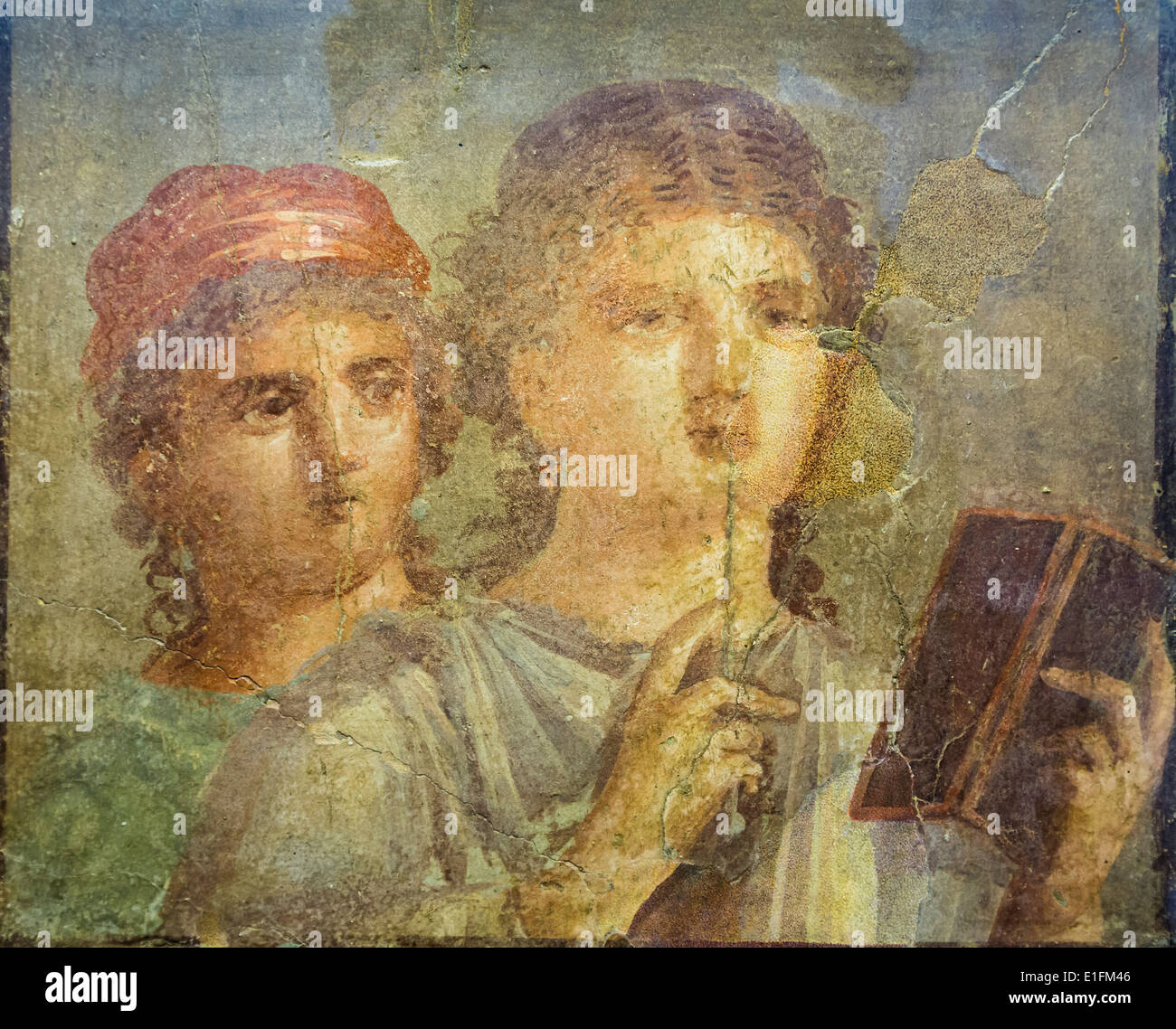 Italien. 1. Jahrhundert n. Chr. Fresko aus Pompeji der Mädchen lesen. Claudian-Neronische Zeit. Museo Archeologico Nazionale, Naples. Stockfoto