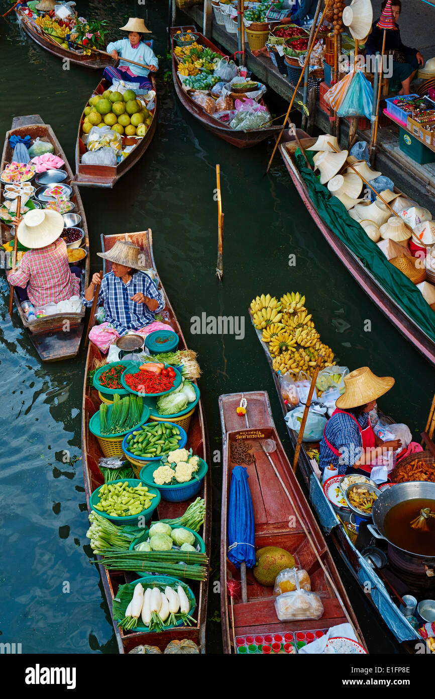 Schwimmende Markt Damnoen Saduak, Provinz Ratchaburi, Thailand, Südostasien, Asien Stockfoto