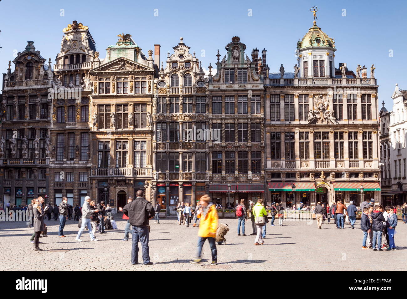 Guildhall Fassaden im Grand Place (Grote Markt), UNESCO-Weltkulturerbe, Brüssel, Belgien, Europa Stockfoto
