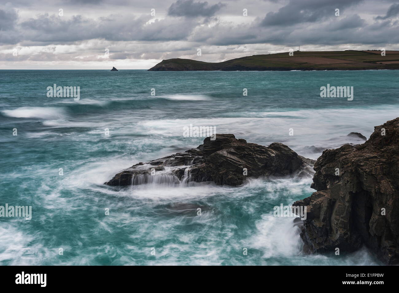 Trevose Head, gesehen von Konstantin Bay, Cornwall, England, Vereinigtes Königreich, Europa Stockfoto