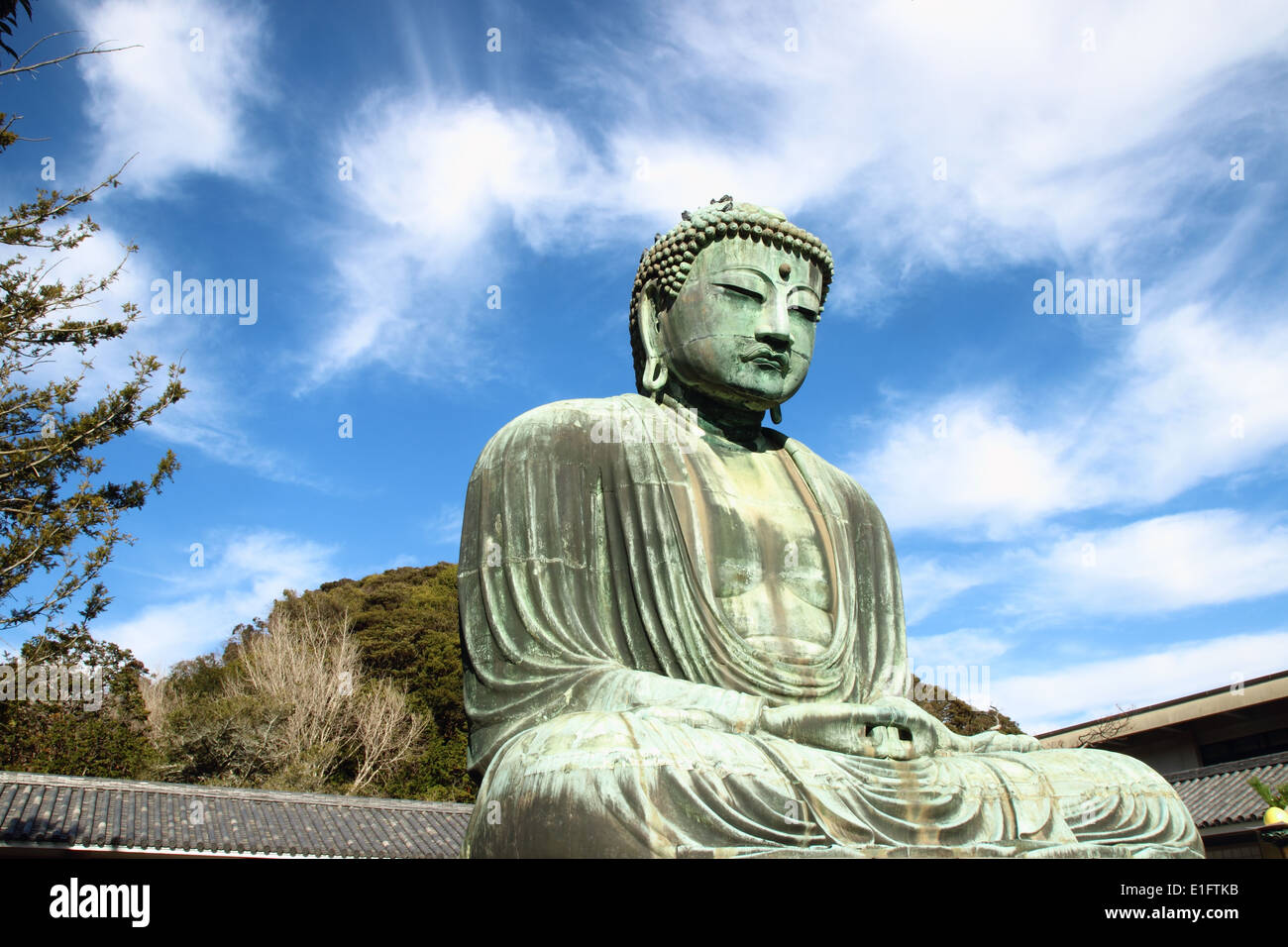 große Buddha (Daibutsu) Skulptur der Stadt Kamakura Stockfoto