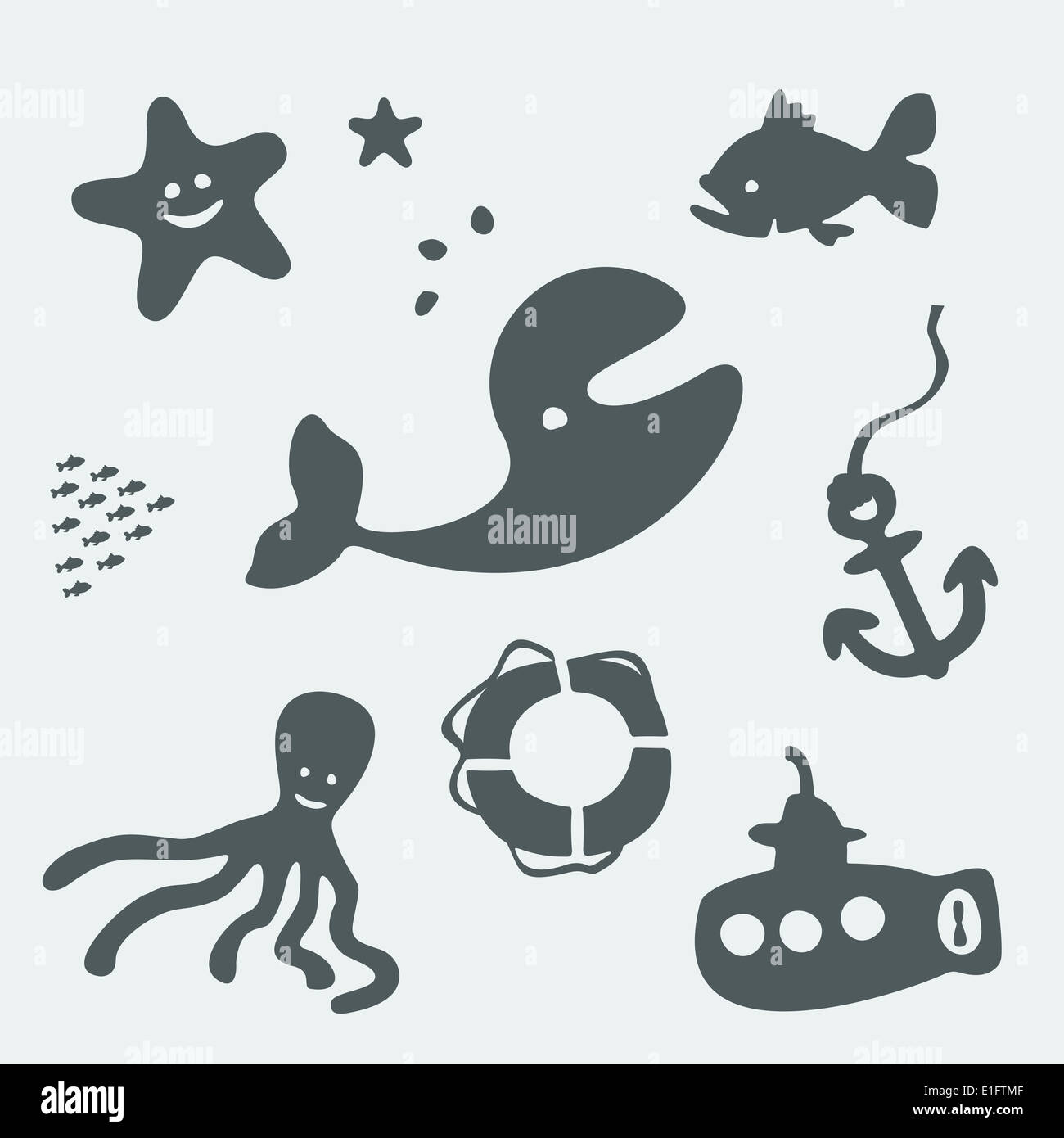 Satz von Offshore-Anlagen Stockfoto