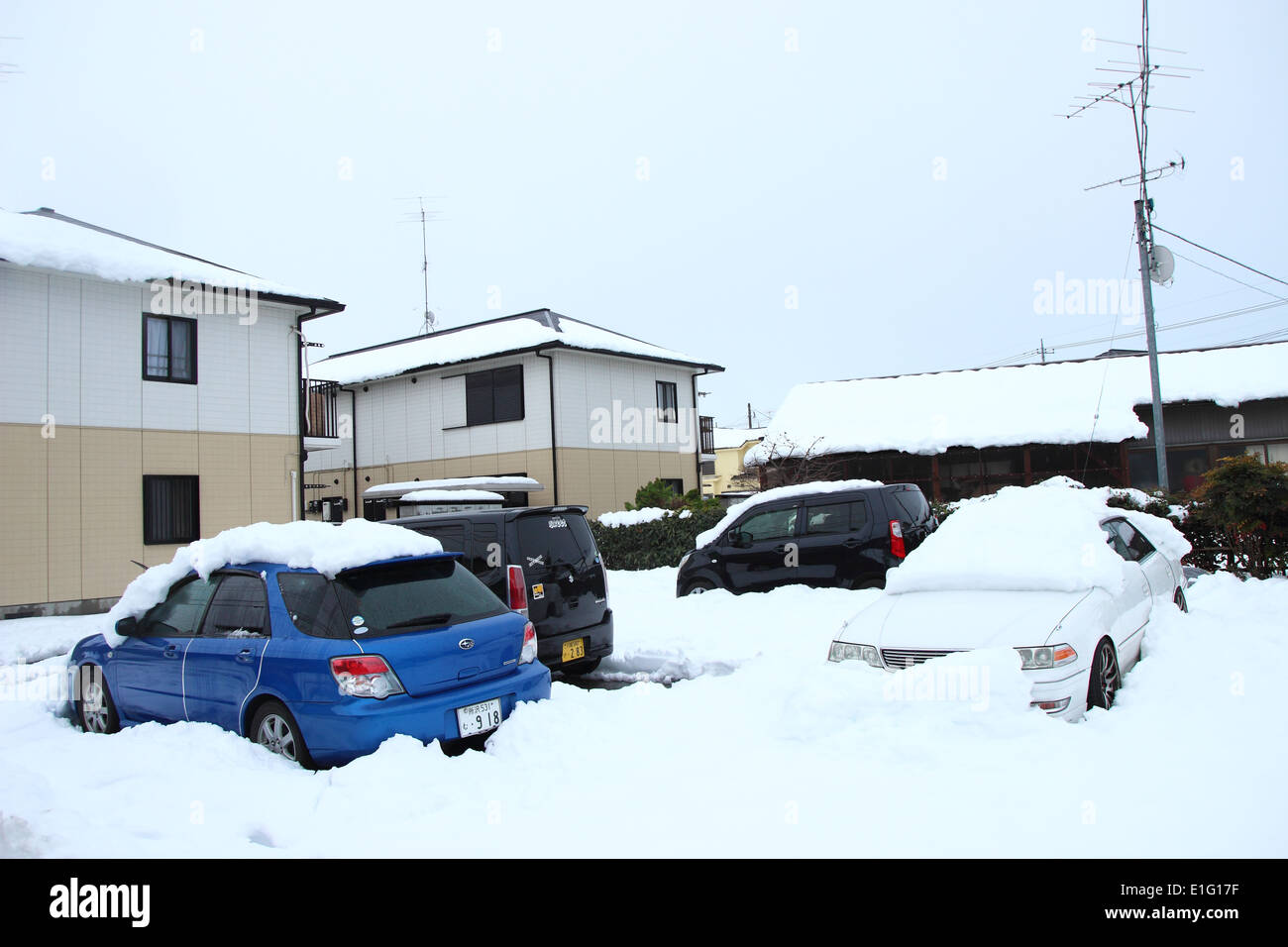 Japan - Feb14: Die schwersten Schnee in Jahrzehnten in Tokio und anderen Bereichen von Japan, am 14. Februar 2014 in Japan Stockfoto